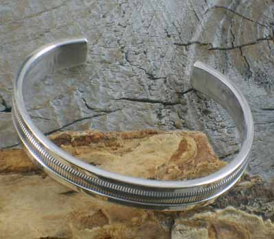Native American Jewelry /Silver Weave Cuff Bracelet - sz 6.5
